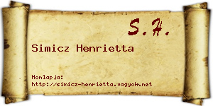 Simicz Henrietta névjegykártya